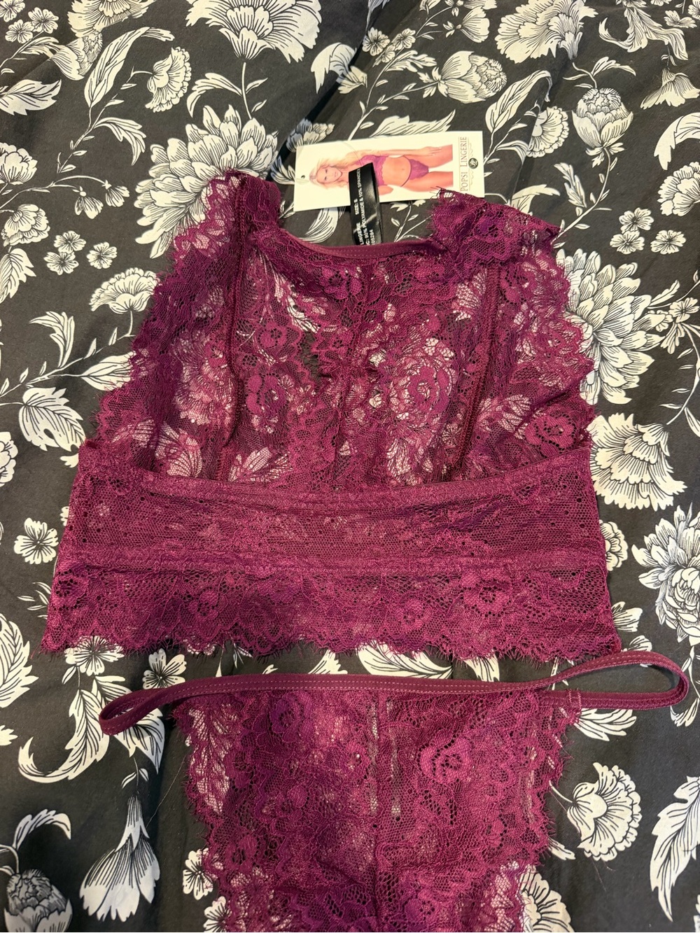 Popsi Lingerie Raspberry Lace Bra Set - Picture 2 of 6